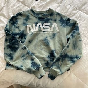 Cropped acid wash NASA crewneck - medium